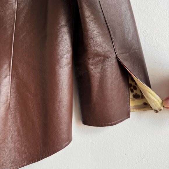 ST. JOHN SPORT Reversible Brown Leather Jacket - Picture 8 of 11